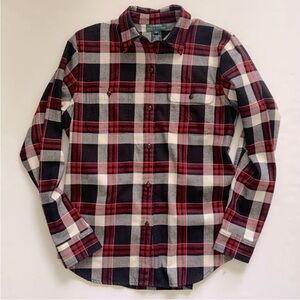 Ralph Lauren Woman's Button Down Cotton
Black Red White Plaid Shirt New